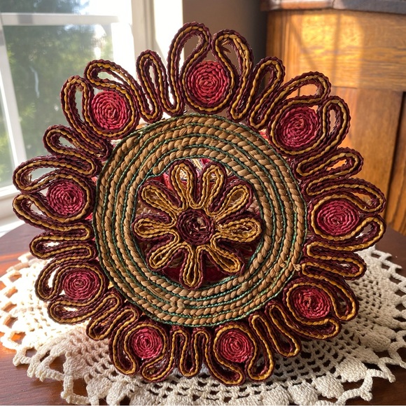 10 Woven Boho Trivets with Floral Design EUC - Picture 11 of 15